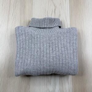 Suitsupply Gray Wool Alpaca Ribbed Turtleneck Men's Size XL Sweater Rollneck